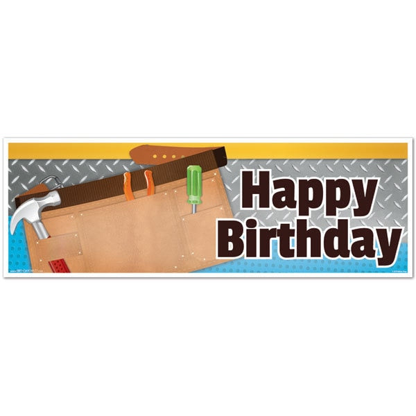 Carpenter Tools Birthday Tiny Banner, 8.5x11 Printable PDF Digital Download by Birthday Direct