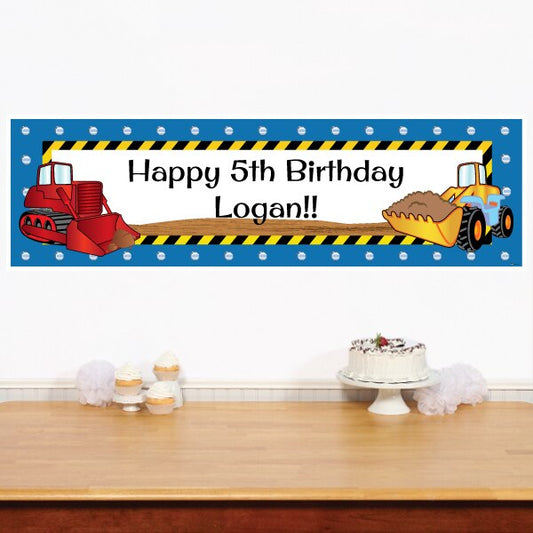 Birthday Direct's Construction Trucks Party Custom Banner