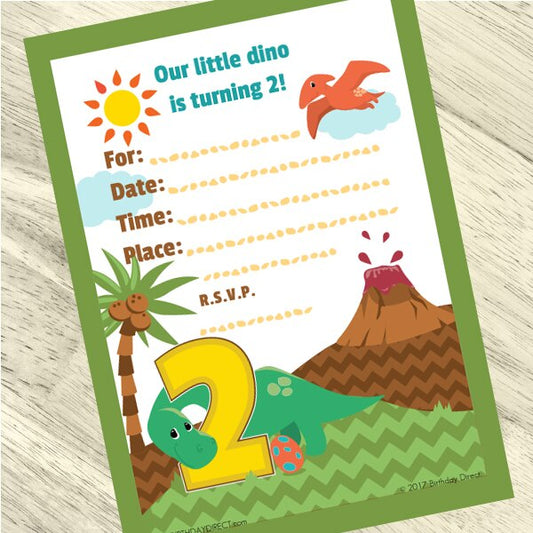 Birthday Direct's Little Dinosaur 2nd Birthday Invitations