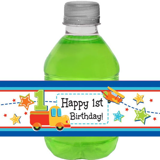 Birthday Direct's All Aboard 1st Birthday Water Bottle Labels