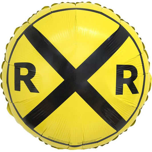 Train Railroad Crossing Foil Balloon, 18 inch, each