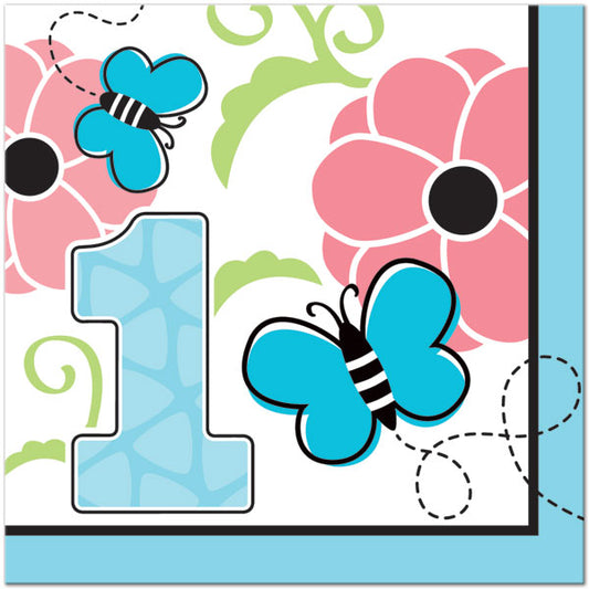Birthday Direct's Butterfly 1st Birthday Lunch Napkins
