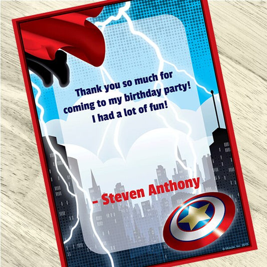 Birthday Direct's Avenging Super Hero Party Custom Thank You
