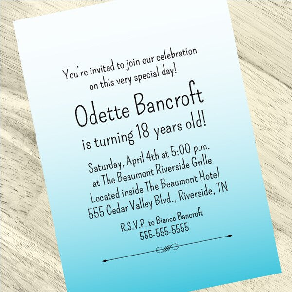 Birthday Direct's Ombre Party Custom Invitations