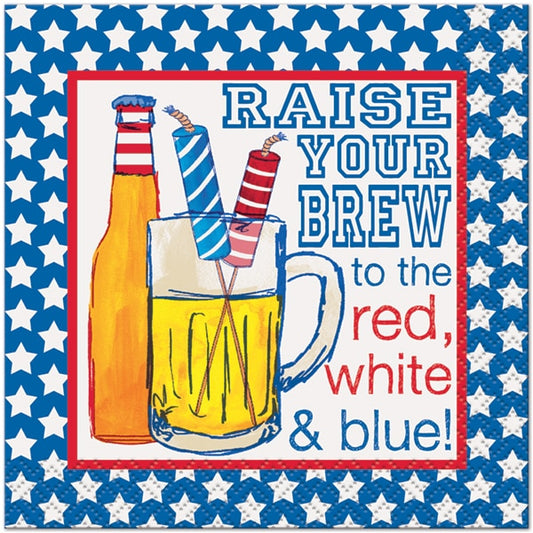 Beer Party Raise Your Brew Beverage Napkins, 5 inch fold, set of 16