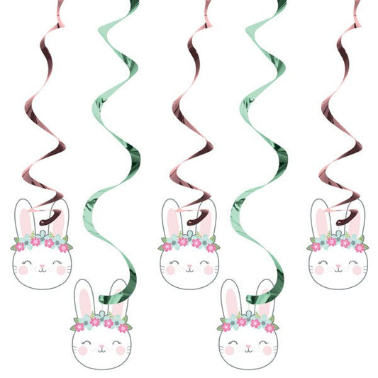 Little Bunny Dangling Swirl Decorations, 30 inch, 5 count