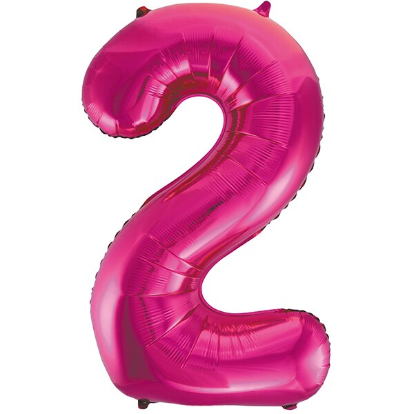 Pink Glitz Number 2 Foil Balloon, 34 inch, each