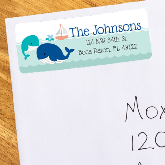 Birthday Direct's Little Whale Baby Shower Blue Address Labels