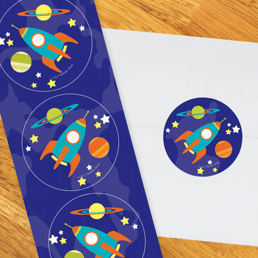 Birthday Direct's Space Rocket Party Circle Stickers
