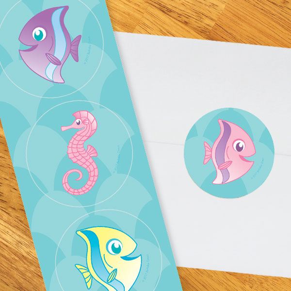 Birthday Direct's Mermaid Sparkle Party Circle Stickers