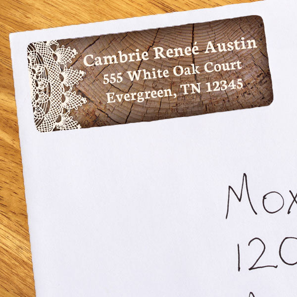 Birthday Direct's Timber and Lace Party Address Labels