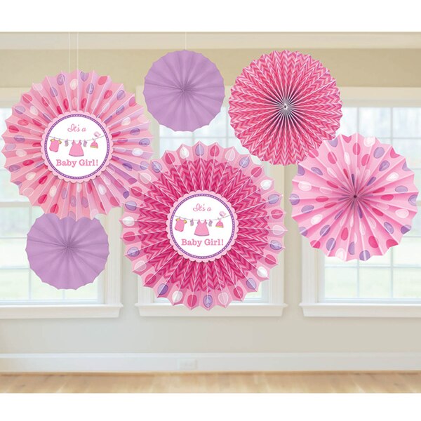 Pink Clothesline Paper Fans