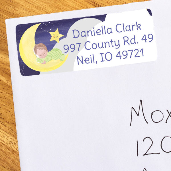 Birthday Direct's To the Moon Baby Shower Address Labels