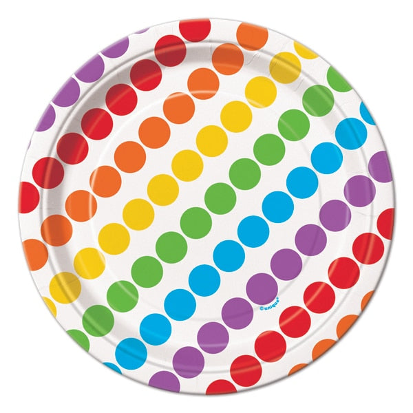 Rainbow Party Dessert Plates, 7 inch, 8 count