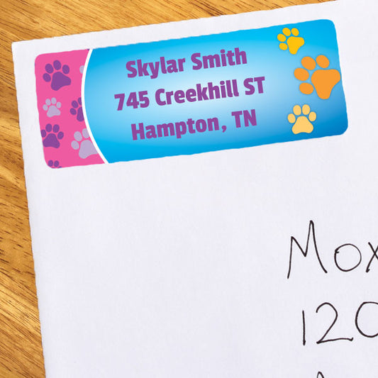 Birthday Direct's Pawty Prints Pink Party Address Labels