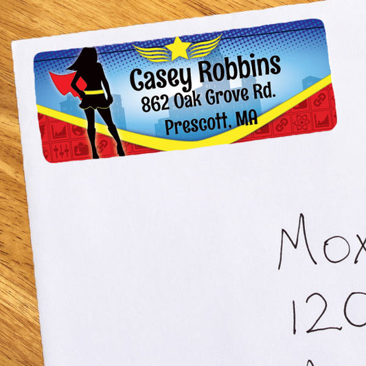 Birthday Direct's Super Hero Girl Party Address Labels