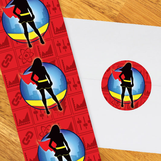 Birthday Direct's Super Hero Girl Party Circle Stickers