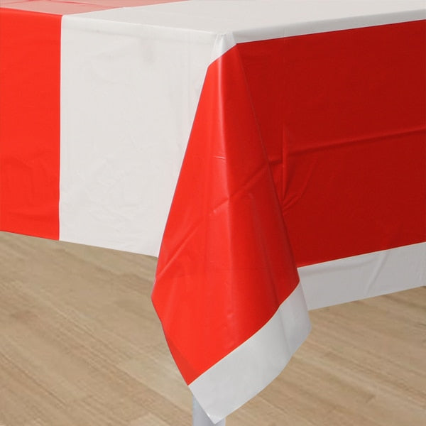 Red and White Stripes Table Cover, 54 x 108 inch, each