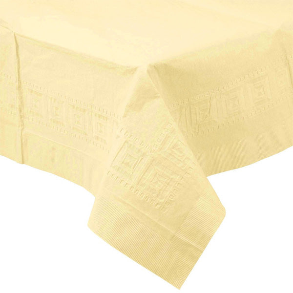 Ivory Table Cover, Paper with Plastic liner, 54 x 102 inch