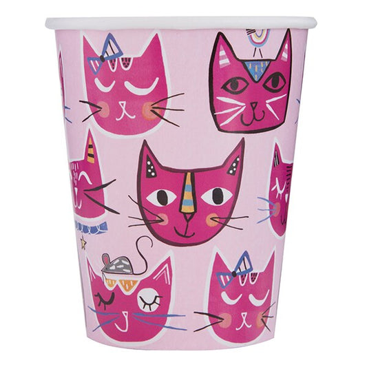 Pink Cat Cups, 9 oz, 8 ct