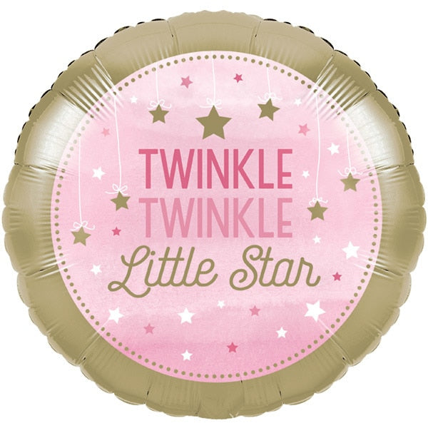 Twinkle Little Star Pink Foil Balloon, 18 inch, each