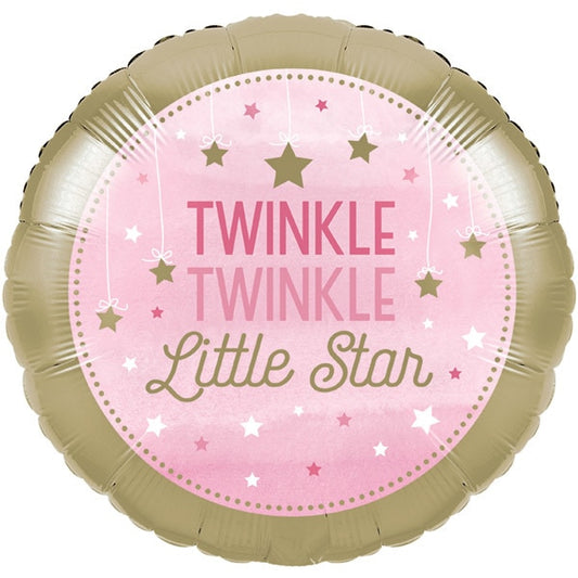 Twinkle Little Star Pink Foil Balloon, 18 inch, each