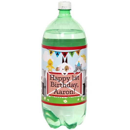 Birthday Direct's Farm Barnyard 1st Birthday Custom Bottle Labels