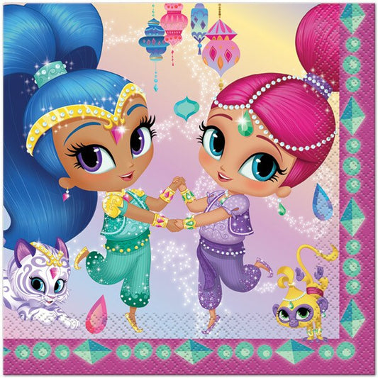 Shimmer and Shine Genie Lunch Napkins, 6.5 inch fold, set of 16