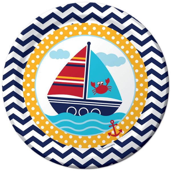 Ahoy Matey Party Dinner Plates, 9 inch, 8 count