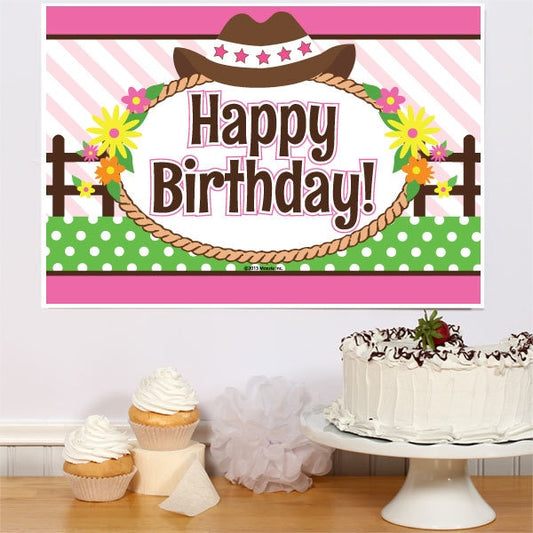 Playful Pony Cowgirl Birthday Sign, 8.5x11 Printable PDF Digital Download by Birthday Direct