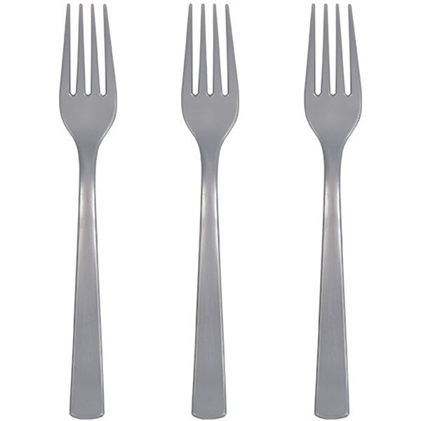 Silver Forks Reusable Plastic, 6 inch, set of 18