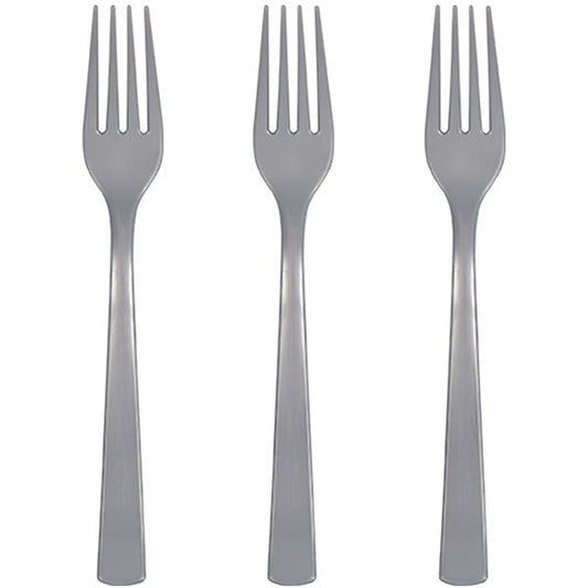 Silver Forks Reusable Plastic, 6 inch, set of 18
