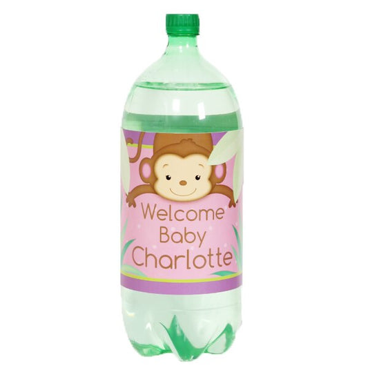 Birthday Direct's Little Monkey Baby Shower Pink Custom Bottle Labels
