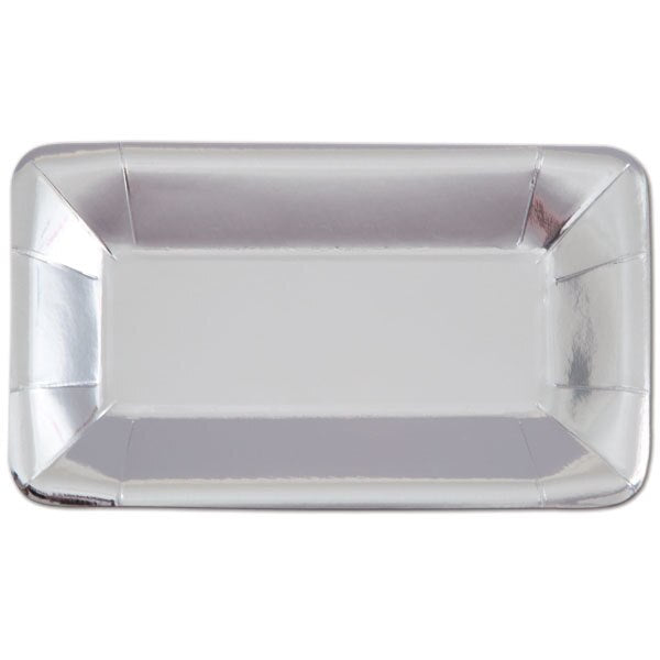 Silver Foil Rectangular Appetizer Plates, 9 x 5 inch, 8 count