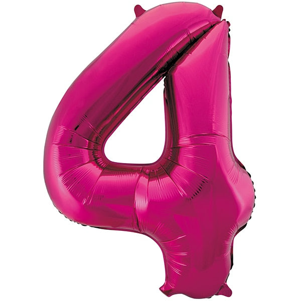 Pink Glitz Number 4 Foil Balloon, 34 inch, each
