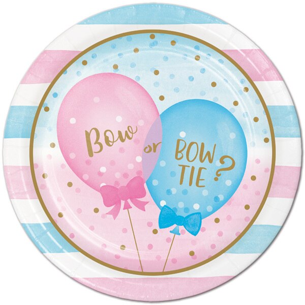 Balloons Gender Reveal Dinner Plates, 9 inch, 8 count