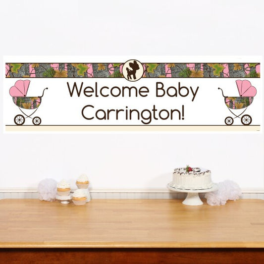 Birthday Direct's Camouflage Baby Shower Pink Custom Banner
