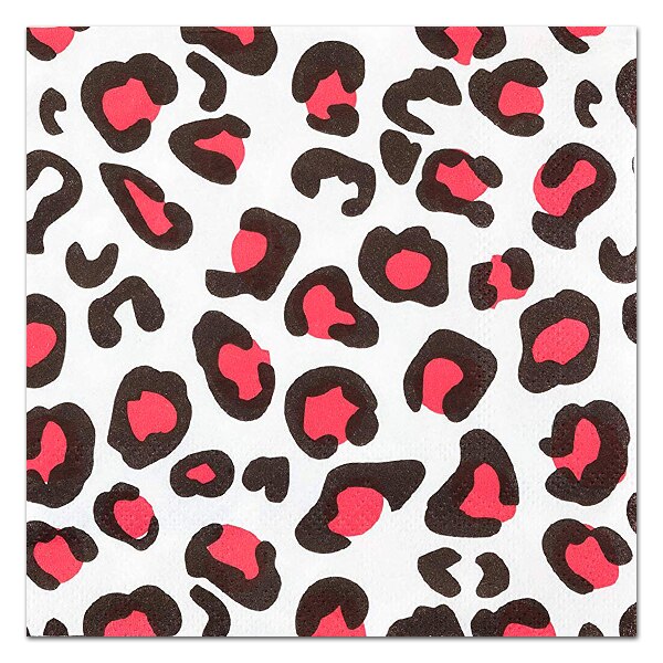 Pink Leopard Animal Print Beverage Napkins, 5 inch fold, set of 20