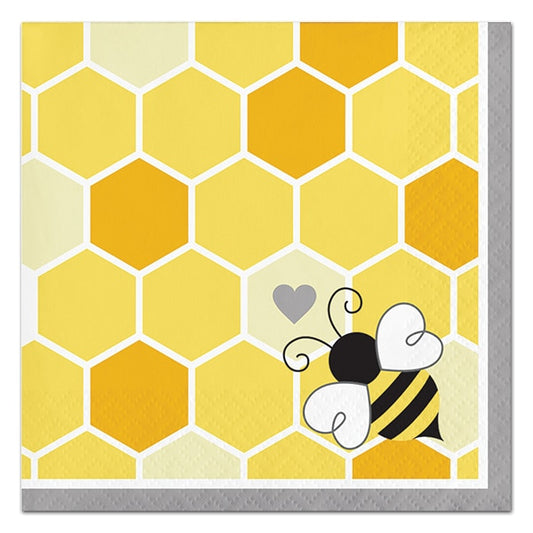 Bumble Bee Party Beverage Napkins, 5 inch fold, set of 16