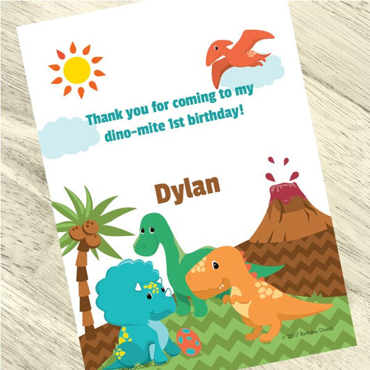 Birthday Direct's Little Dinosaur 1st Birthday Custom Thank You