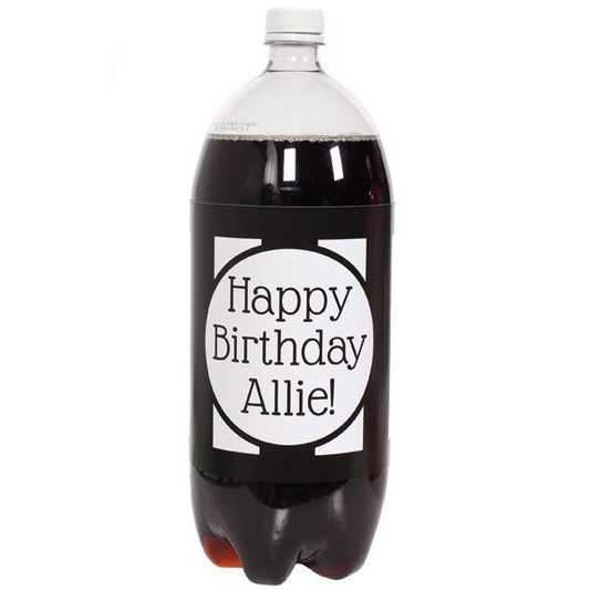 Birthday Direct's Stripe Black and White Party Custom Bottle Labels