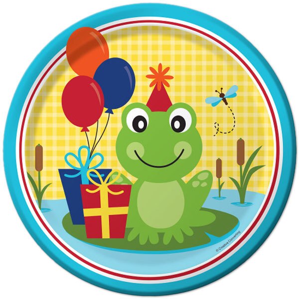 Frog and Turtle Party Dinner Plates, 9 inch, 8 count