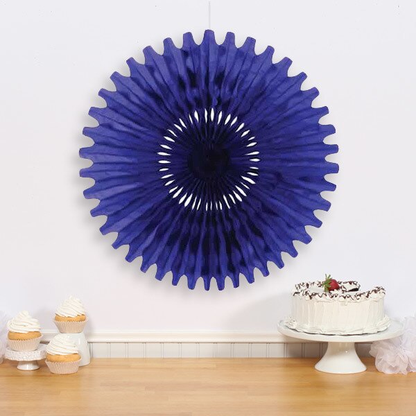 Tissue Fan Boho Art Style Royal Blue, 25 inch, each