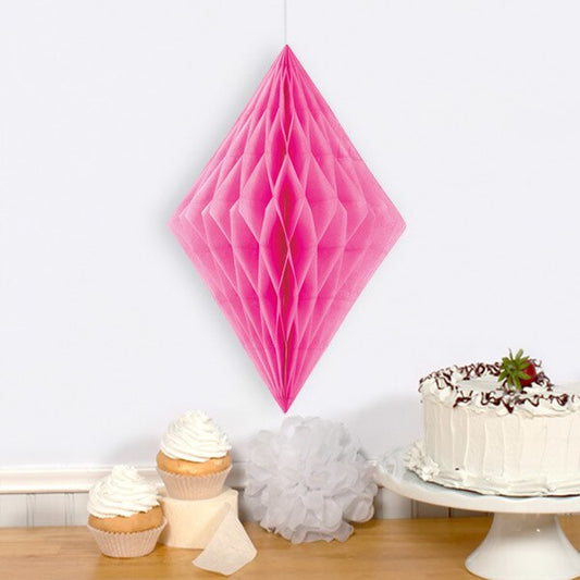 Hot Pink Diamond Tissue Decoration, 14 inch, each