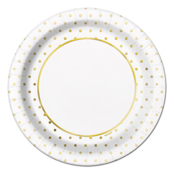 Gold Foil Mini Dots Dessert Plates, 7 inch, 8 count