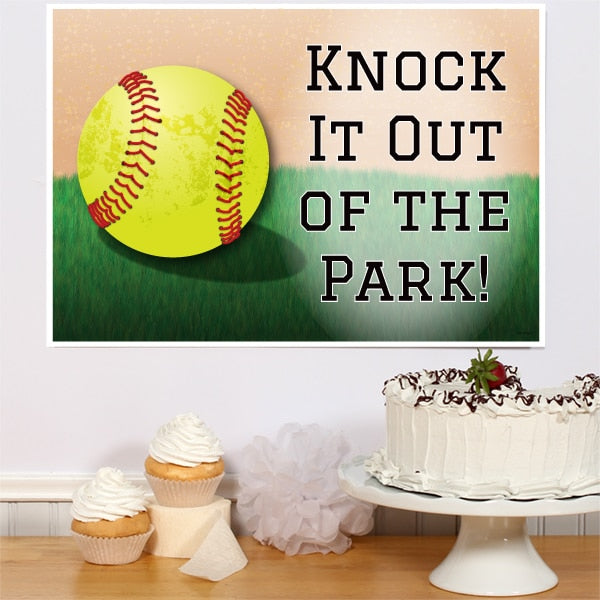 Softball Party Sign, 8.5x11 Printable PDF Digital Download by Birthday Direct