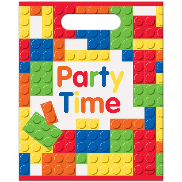 Building Blocks Party Loot Bags, 7 x 9 inch, 8 count