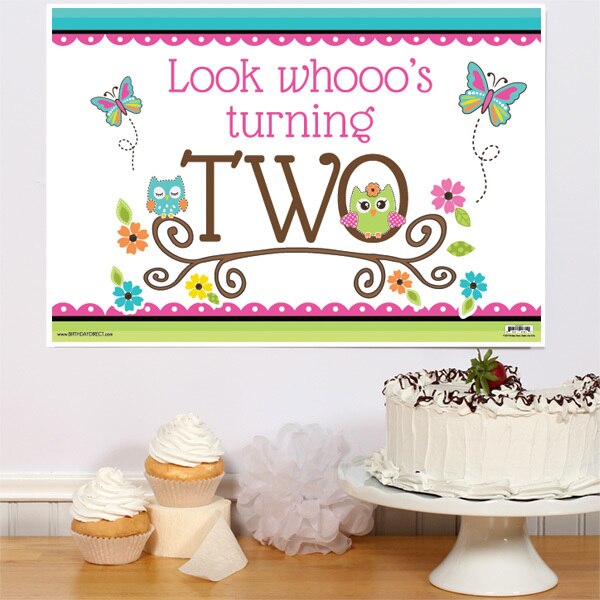 Little Owl 2nd Birthday Sign, 8.5x11 Printable PDF Digital Download by Birthday Direct