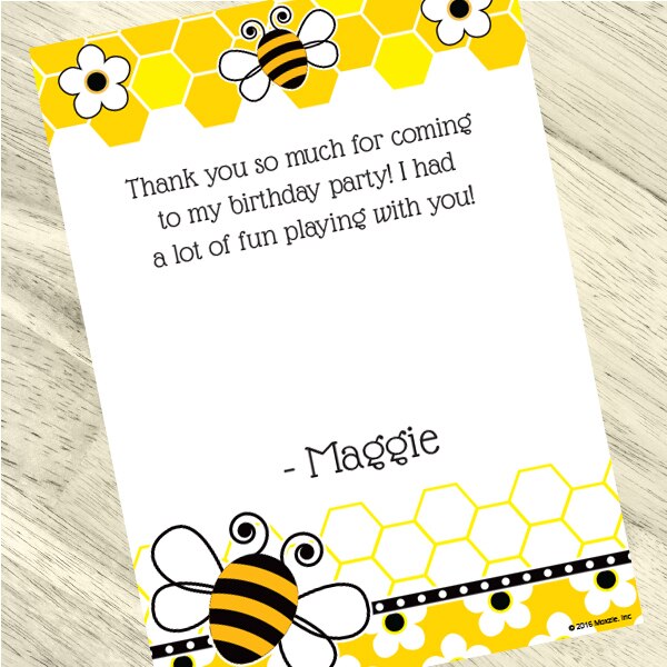 Birthday Direct's Bumble Bee Party Custom Thank You