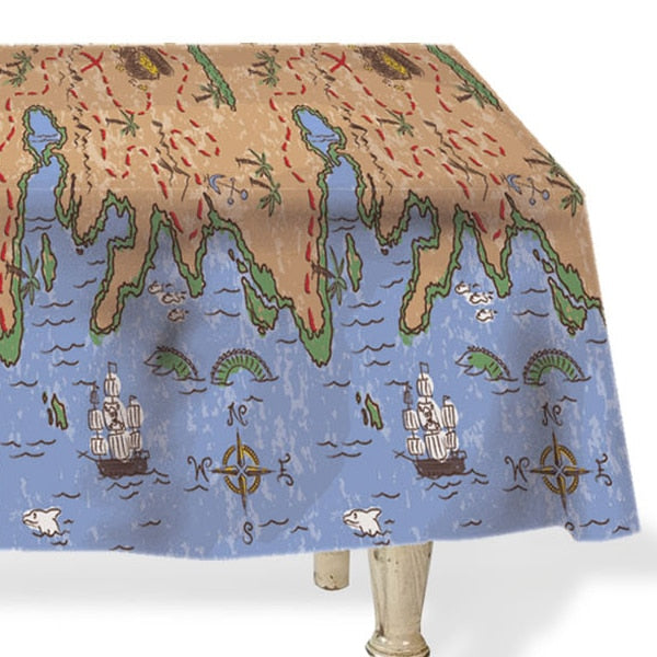 Treasure Map Table Cover, 54 x 108 inch